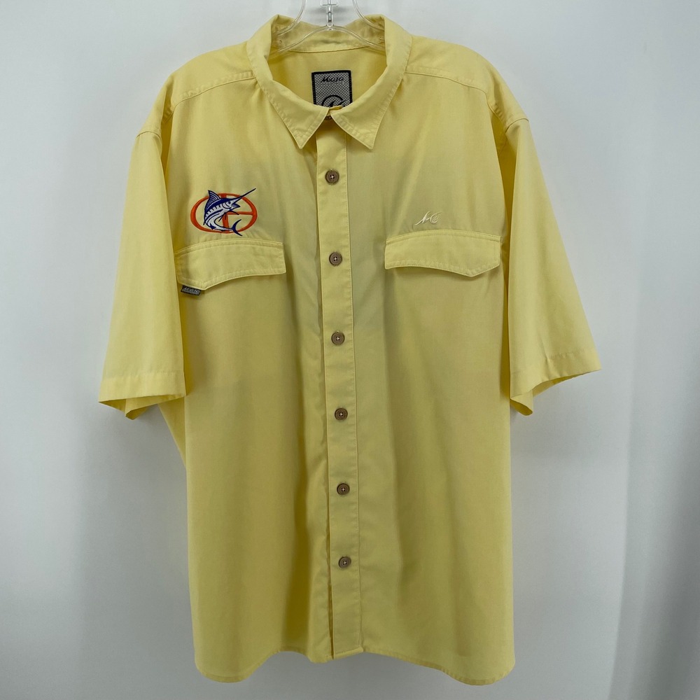 Mojo Sportswear Fishing Shirt Mens 2XL Yellow Short Sleeve‎ Marlin Performance